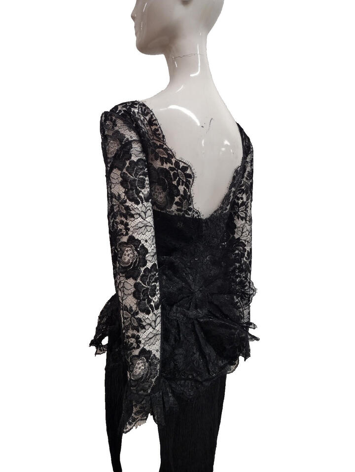 Vintage 80s Black Lace Cocktail Dress Mignon Evening Wear High Society Size 4/S
